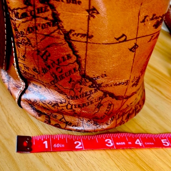 Patricia Nash 🎁Vintage Map Print Brown Leather Tote Shoulder Bag🎁 - Picture 4 of 11